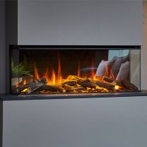 British Fires New Forest 1200 Built In Panoramic LED Media Wall Electric Fire + Signature Logs