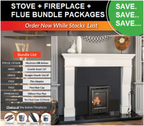 Darwin Marble Fireplace + Muckross / Arklow Insert Stove + Flexible Flue Liner Kit
