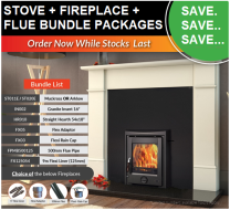 Emma Marble Fireplace + Insert Stove + Flexible Flue Kit Package